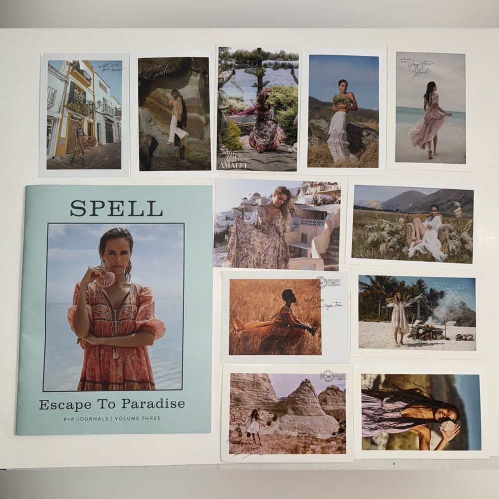 SPELL Seashell journal / catalog plus 11 postcards